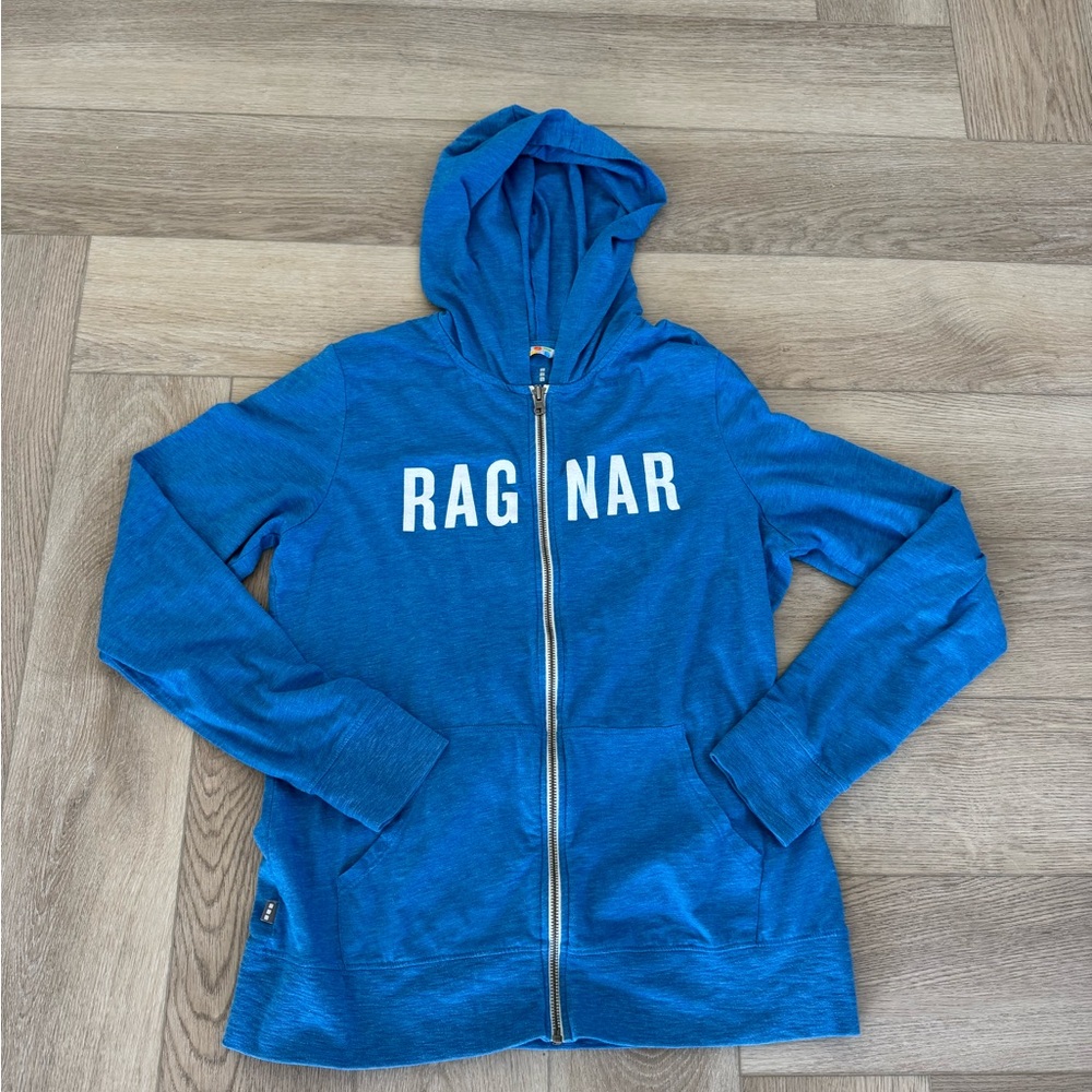 Women’s Large Blue Zip Up Lightweight Ragnar Race Hoodie